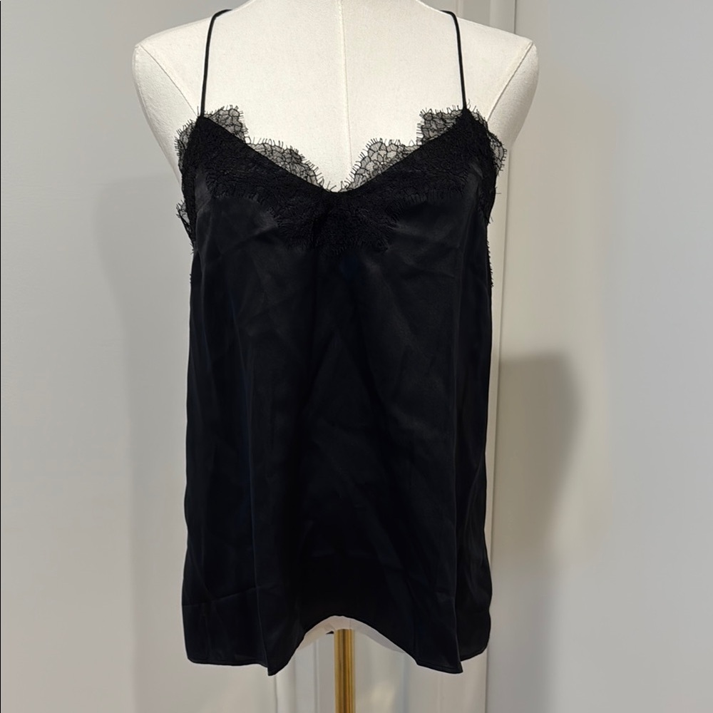 CAMI NYC women’s size S Black Lace Racer Back Silk Top NWT